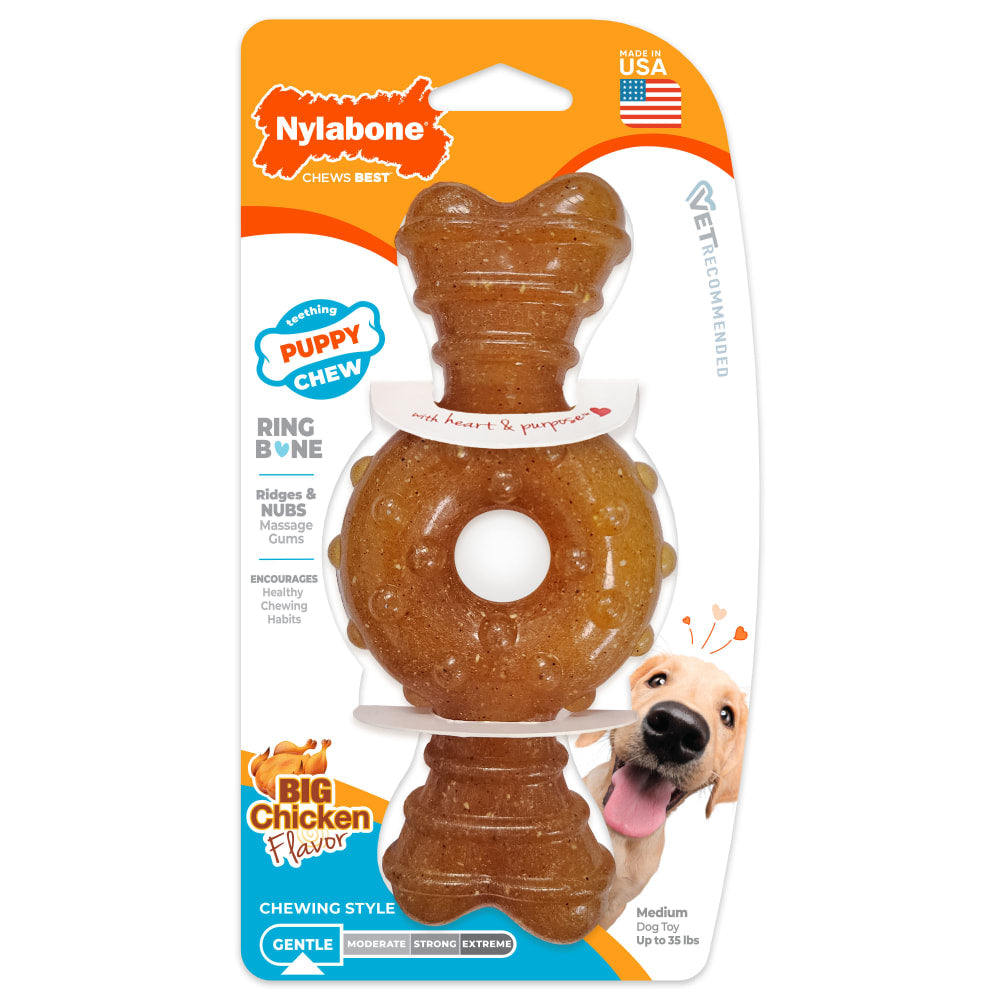 Nylabone Chicken Flavor Puppy Ring Bone Chew Toy up to 35 lbs