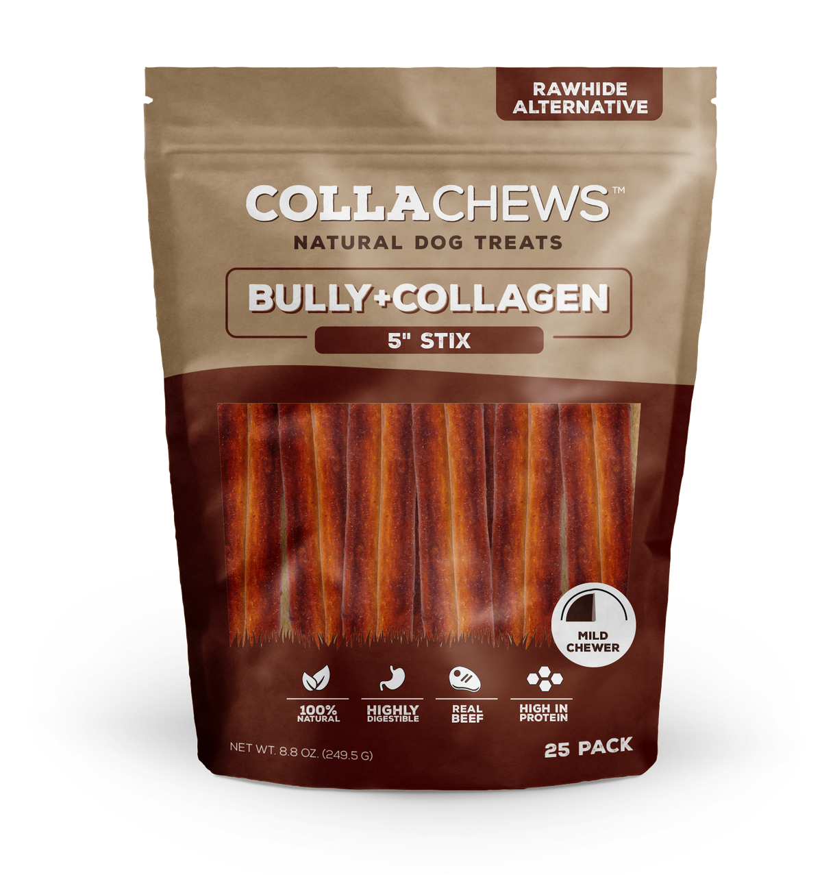 Collachews 5 in Bully Flavored Collagen Sticks 25 pk