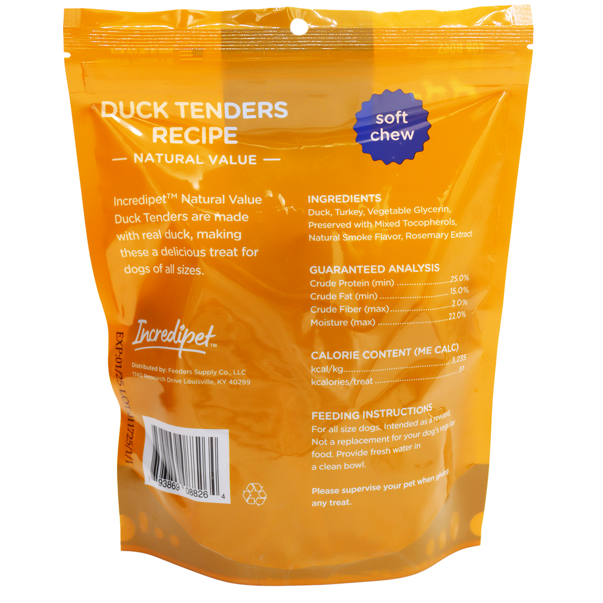 Incredipet Natural Value Duck Tenders Recipe Dog Treats 14 oz