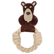 Incredipet Leather & Rope Bear Tug Ring Dog toy