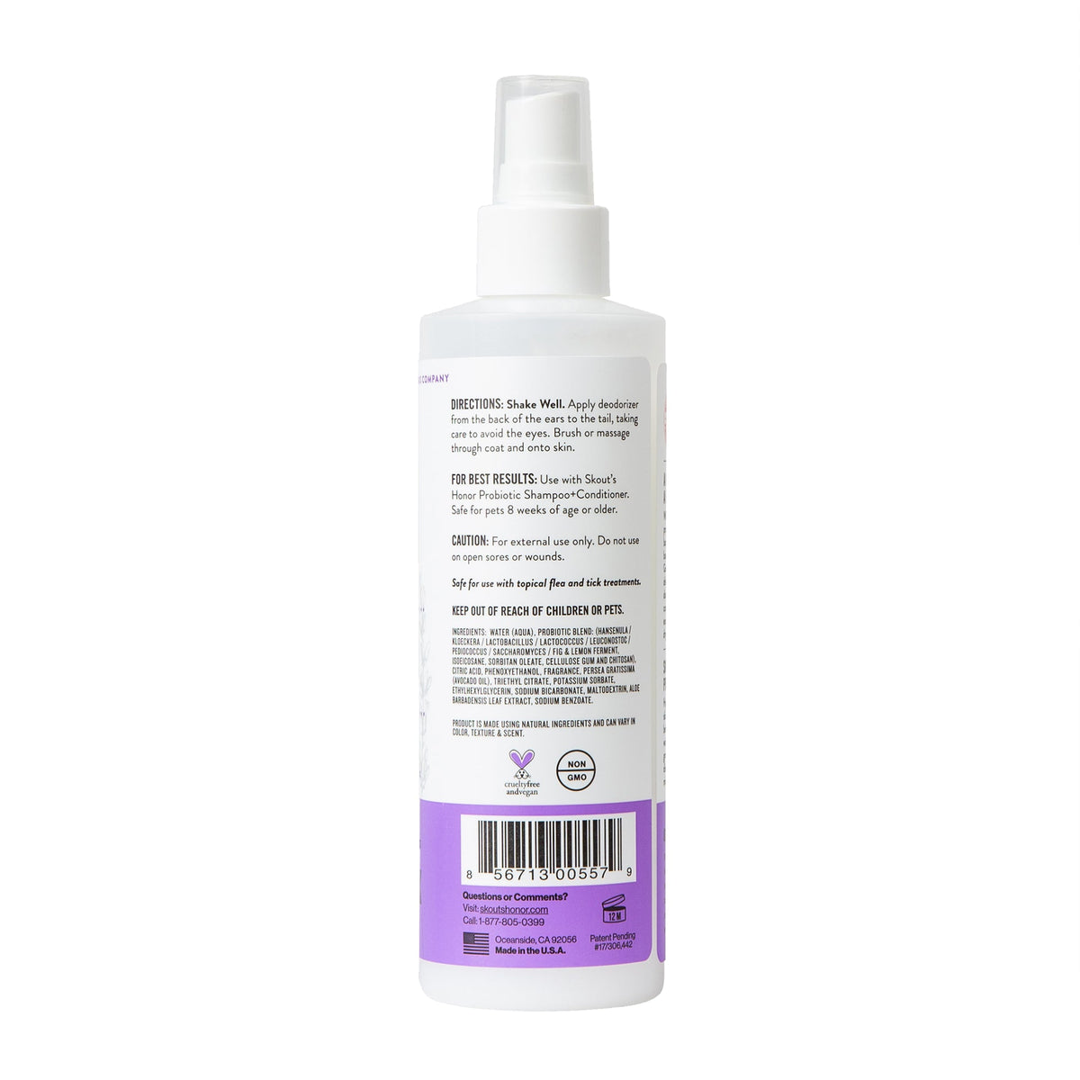 Skout's Honor Probiotic Deodorizing Spray Lavender Scented for Dogs 8 oz
