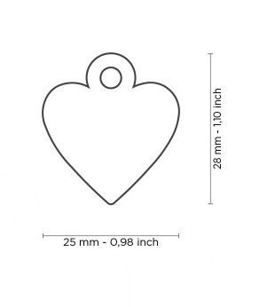 Myfamily Small Anodized Aluminum Heart Shaped Personalized Dog ID Tag