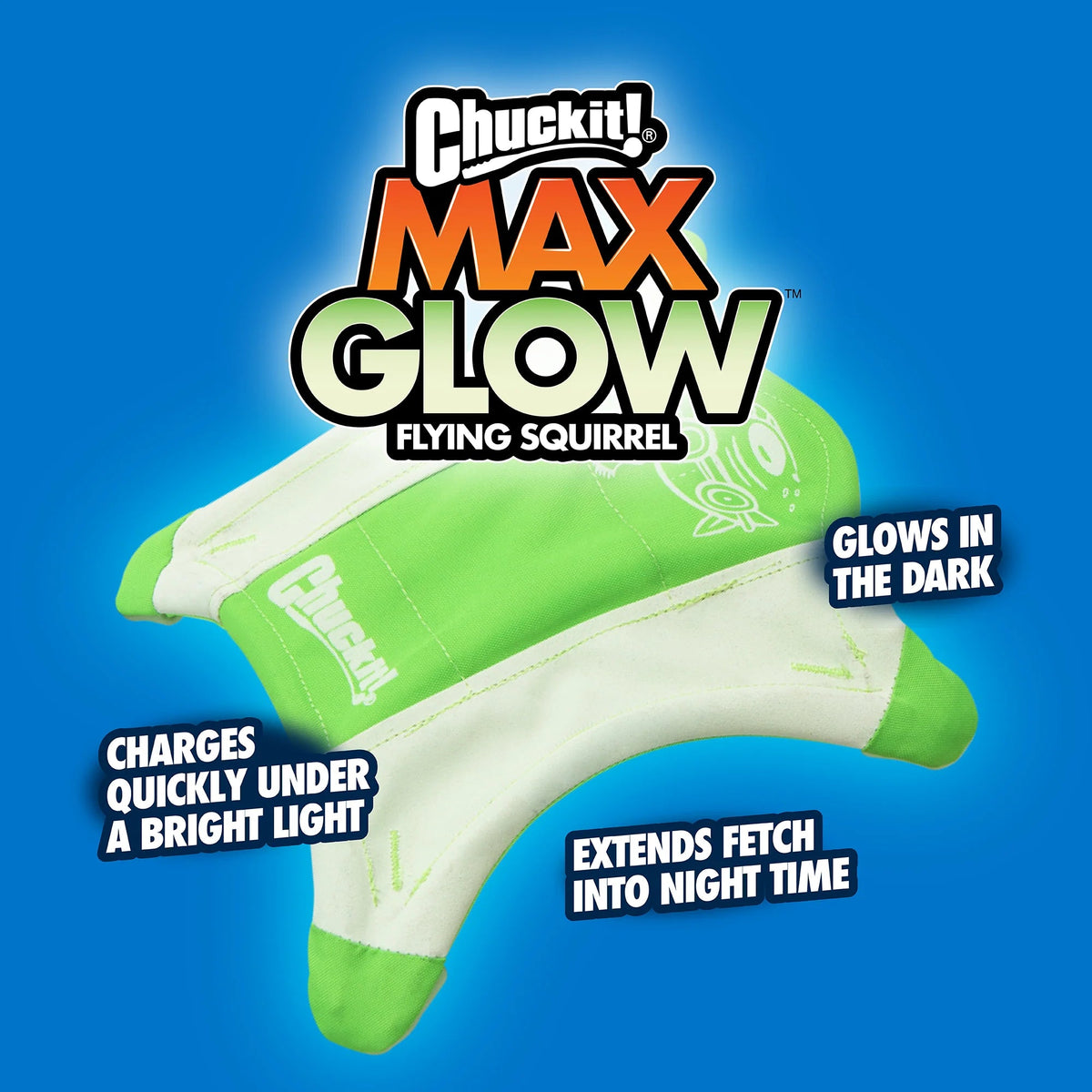 Chuckit Max Glow Squirrel Dog Toy 10.5 in