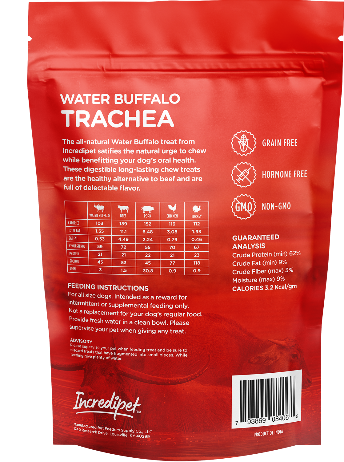Incredipet Buffalo Tracheas Dog Chews 2 pk