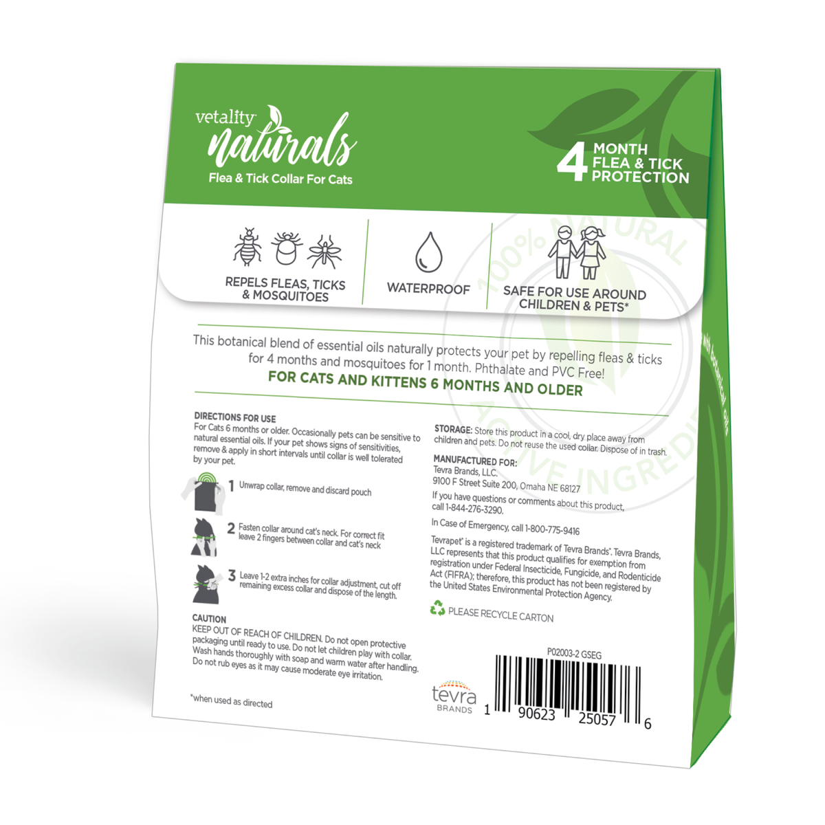 Vetality Naturals Flea & Tick Collar for Cats, Repels Fleas, Ticks & Mosquitoes