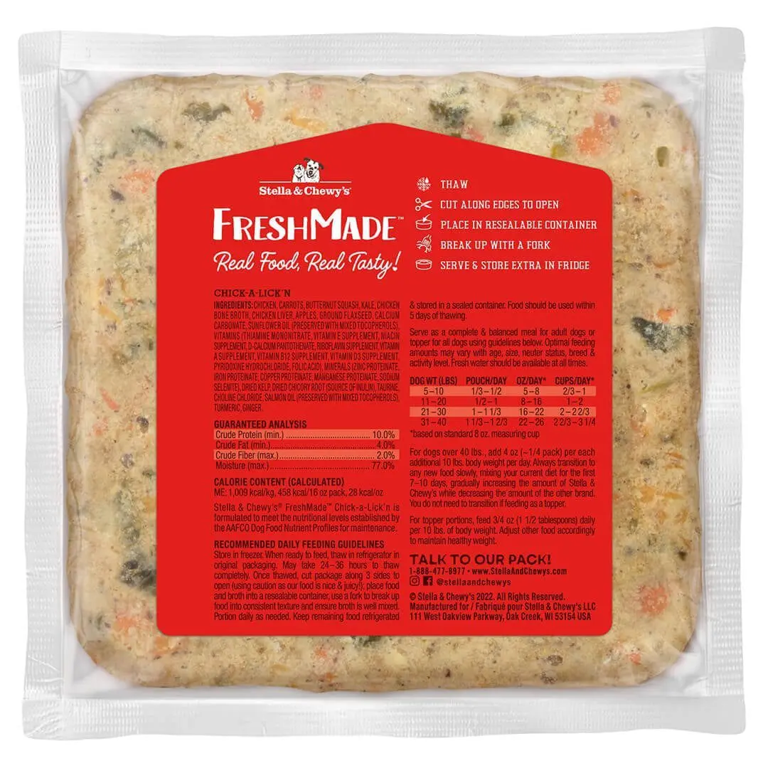 Stella & Chewy's Freshmade Chick-A-Lick'n Gently Cooked Frozen Dog Food 16 oz