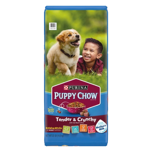 Purina Puppy Chow Tender & Crunchy Beef Recipe Dry Dog Food 30 lb