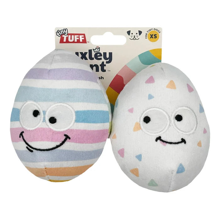 Huxley & Kent Tiny Tuff Easter Squeaky Eggs Dog Toy 2 pk