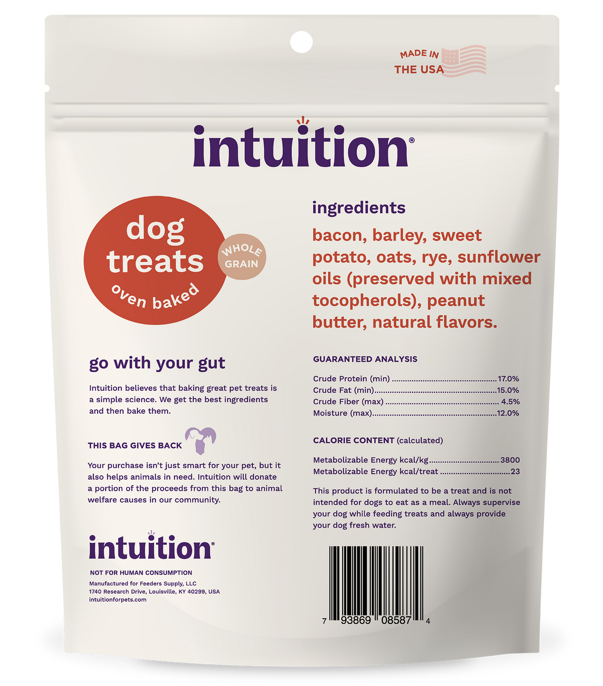 Intuition Oven Baked Dog Treats with Bacon & Peanut Butter 8 oz