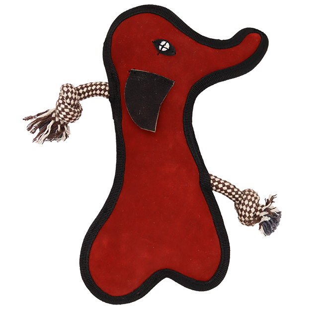 Incredipet Leather & Rope Red Elephant Dog Toy