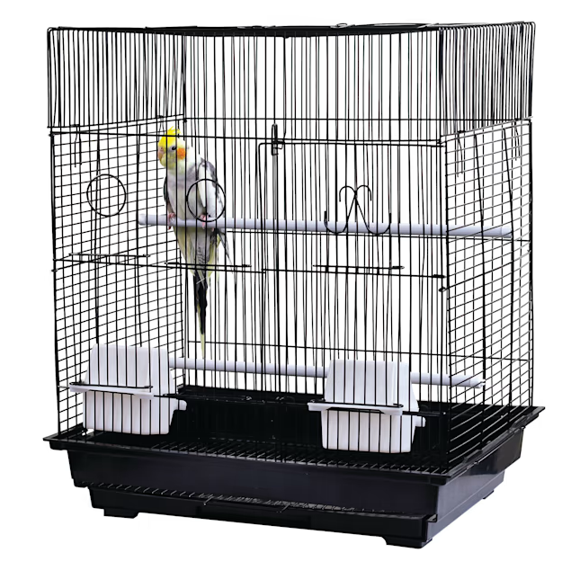 A&E Flat Top Black Bird Cage 18 x 14 x 22 in