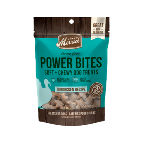 Merrick Power Bites Turducken Recipe Grain-Free Soft & Chewy Dog Treats 6 oz