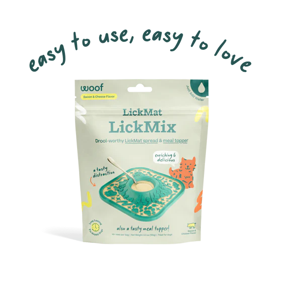 Woof Bacon & Cheese LickMix Lick Mat Spread & Meal Topper for Dogs 5.5 oz
