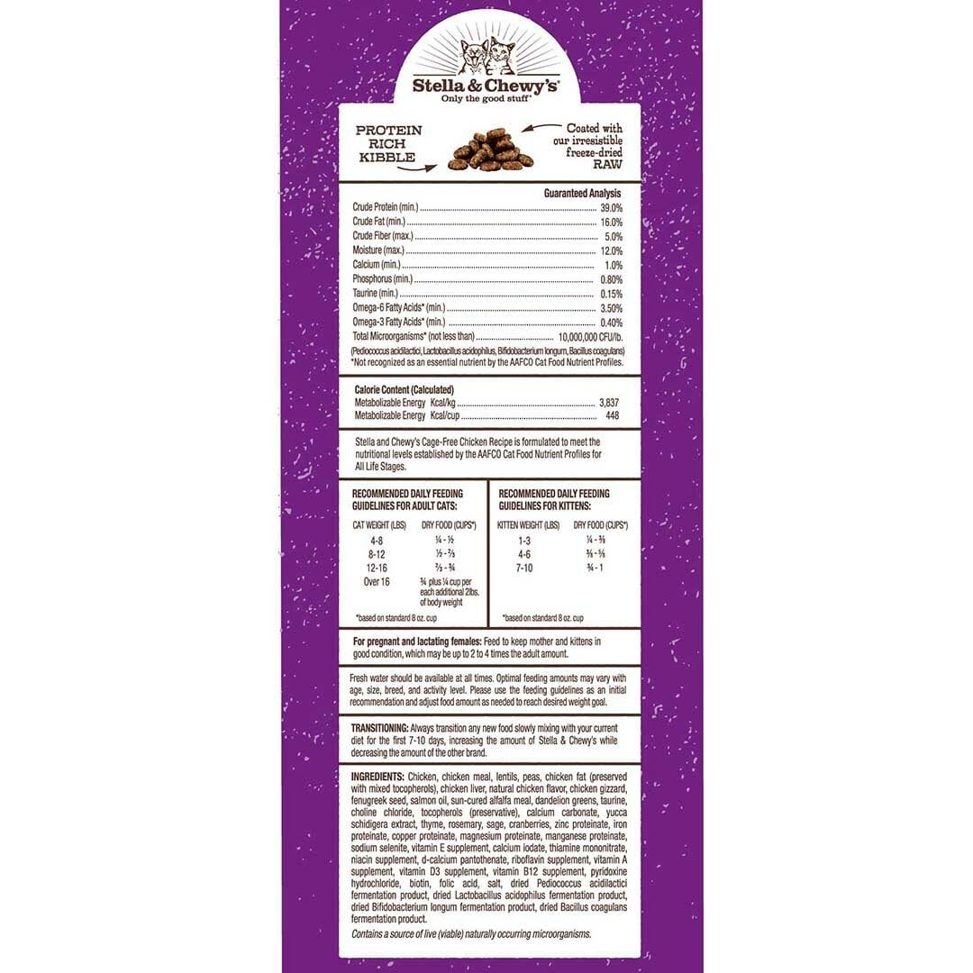 Stella & Chewy's Raw Coated Kibble Cage-Free Chicken Recipe Grain-Free Freeze-Dried Cat Food 5 lb