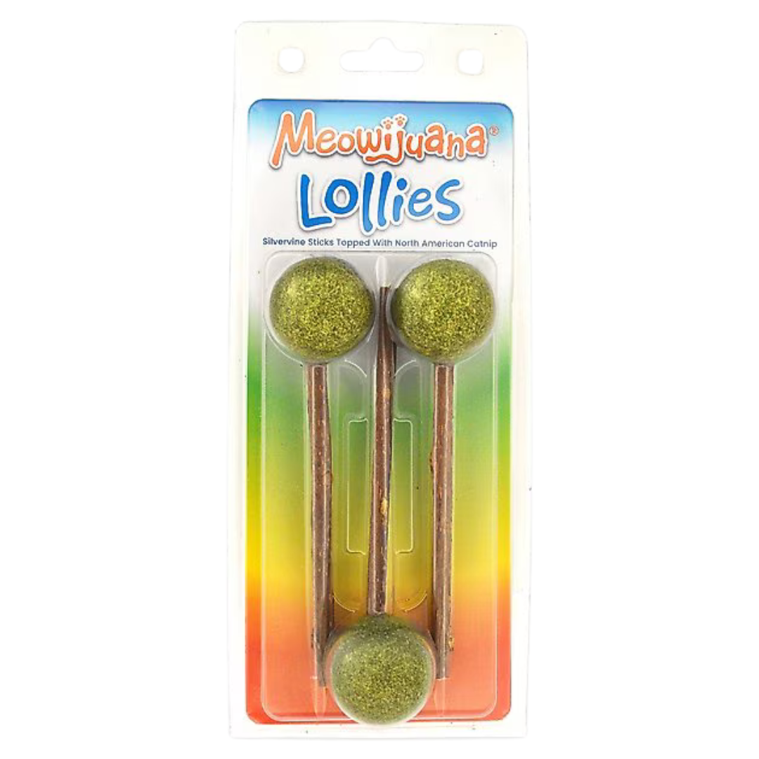 Meowijuana Lollies Silvervine Sticks with Catnip Treat 3 pk