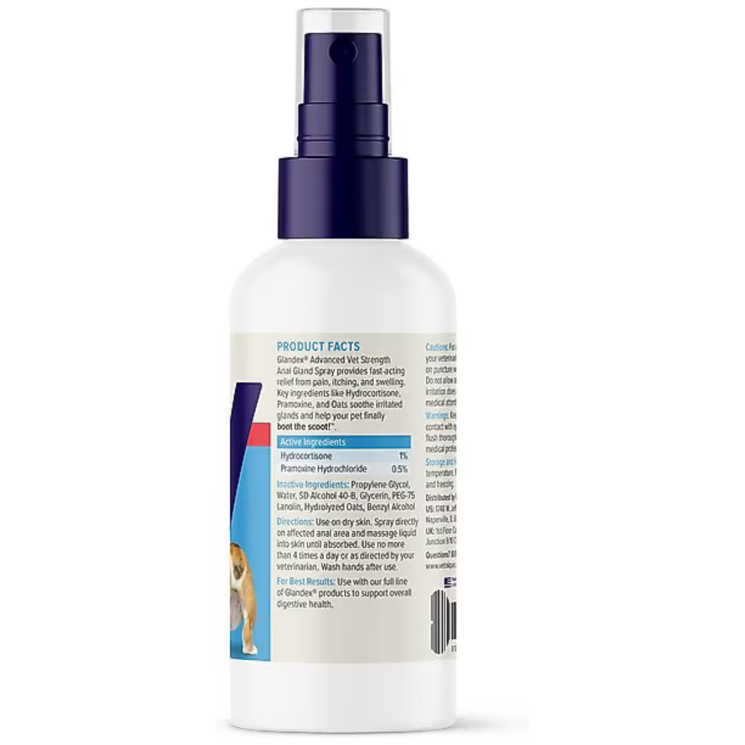 Glandex Medicated Anal Gland Fast Acting in Pain Relieving Anti-Itch Dog & Cat Spray 4 oz