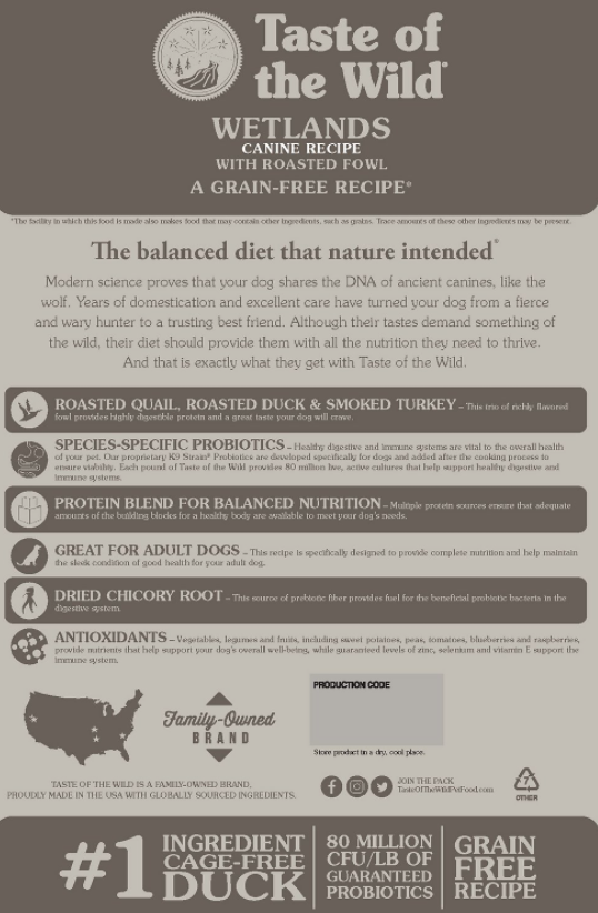 Taste Of The Wild Wetlands Grain-Free Dry Dog Food