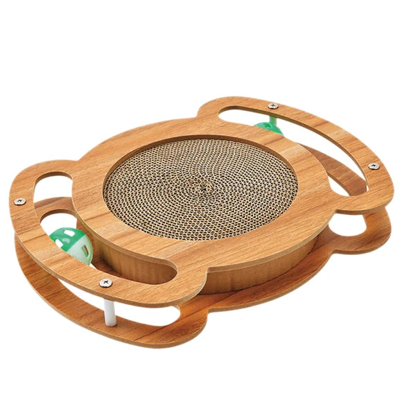 Kole Imports Wood Cat Scratcher Interactive Toy with Jingle Balls