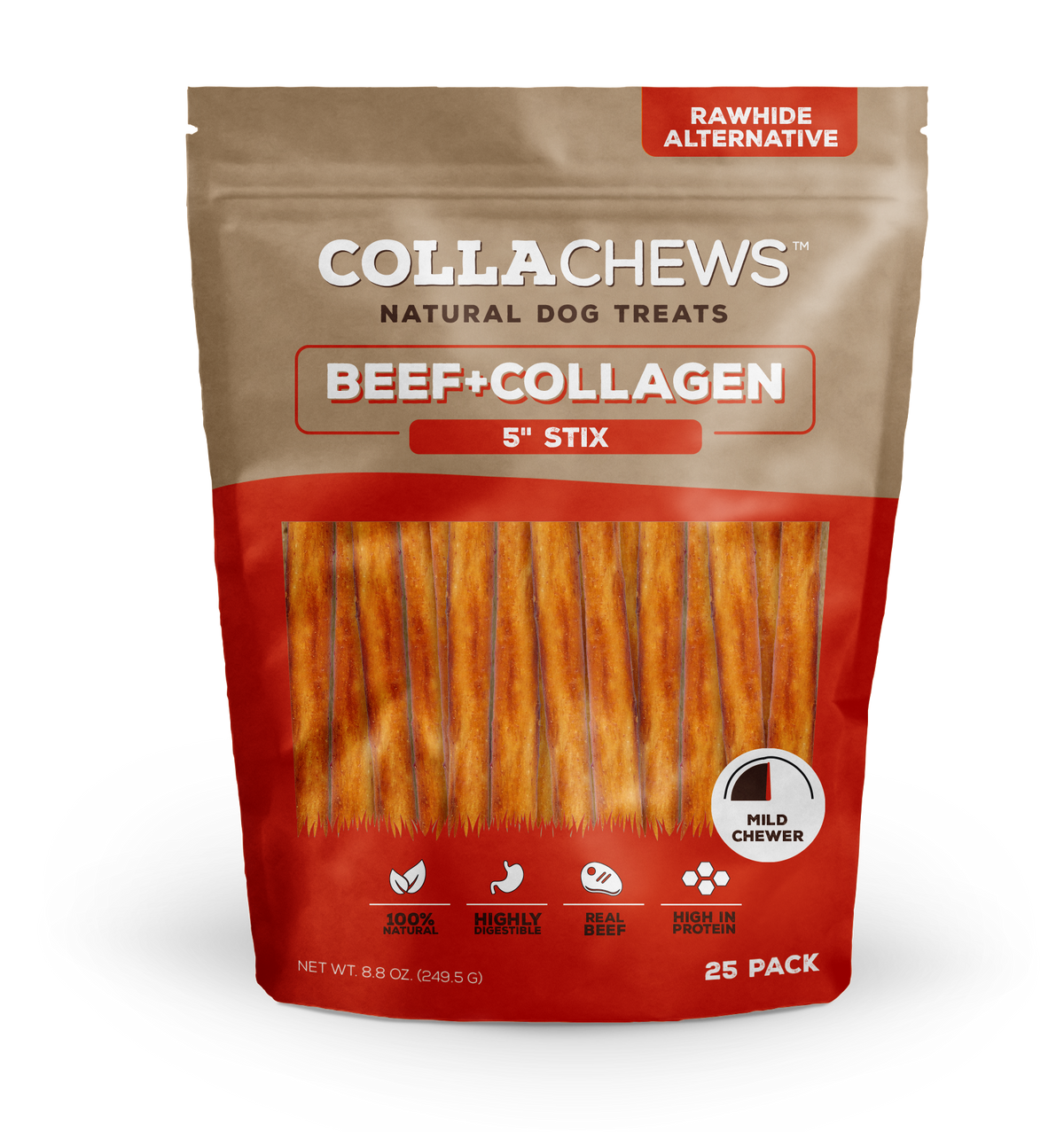 Collachews 5" Collagen Beef Flavored Sticks 25 pk