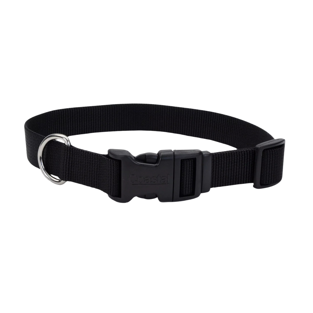 Coastal Pet Products Adjustable Dog Collar- Black 1.5 in x 18-26 in