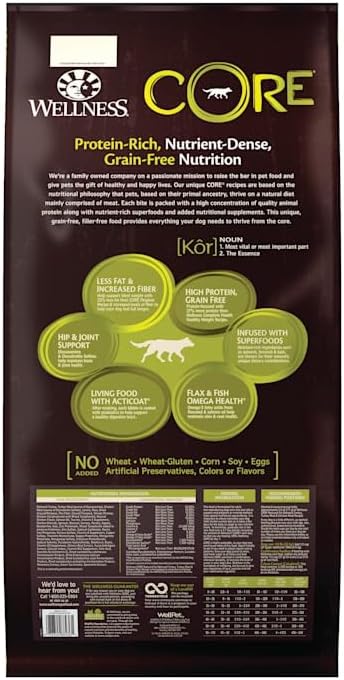 Wellness Core Reduced Fat Deboned Turkey, Turkey Meal, & Chicken Meal Recipe Grain-Free Dry Dog Food 24 lb