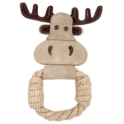 Incredipet Leather & Rope Moose Tug Ring Dog toy