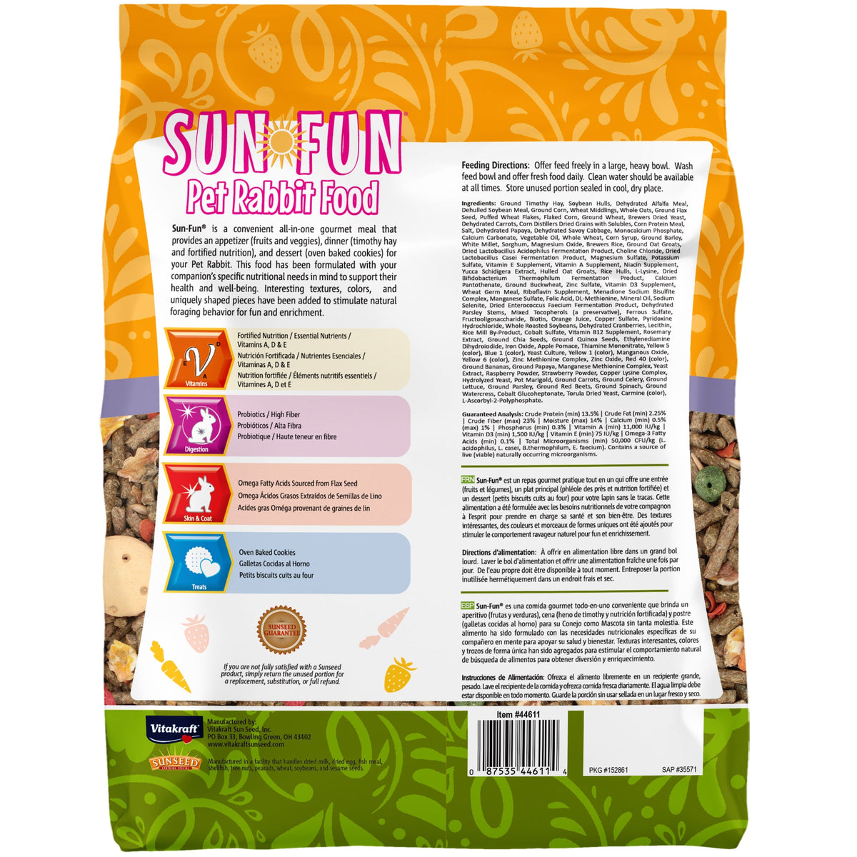 Sunseed Sun Fun Rabbit Formula Pellet Food 3.5 lb