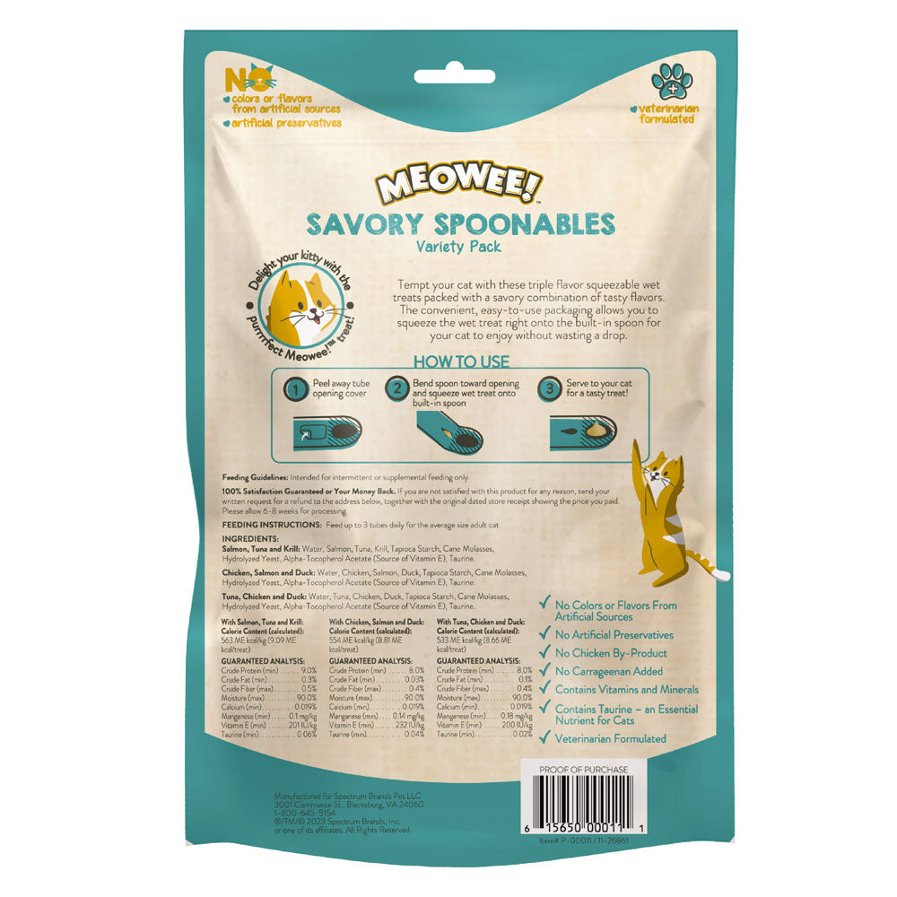 Meowee! Savory Spoonables Variety Pack Lickable Cat Treats 12 ct