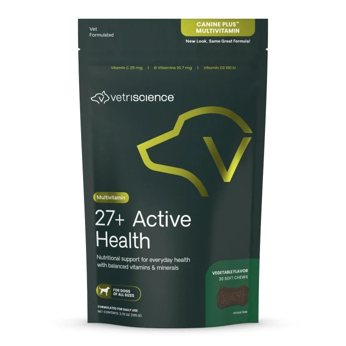 Vetriscience Multivitamin 27+ Active Health Vegetable Flavored Soft Chews for Dogs 30 ct