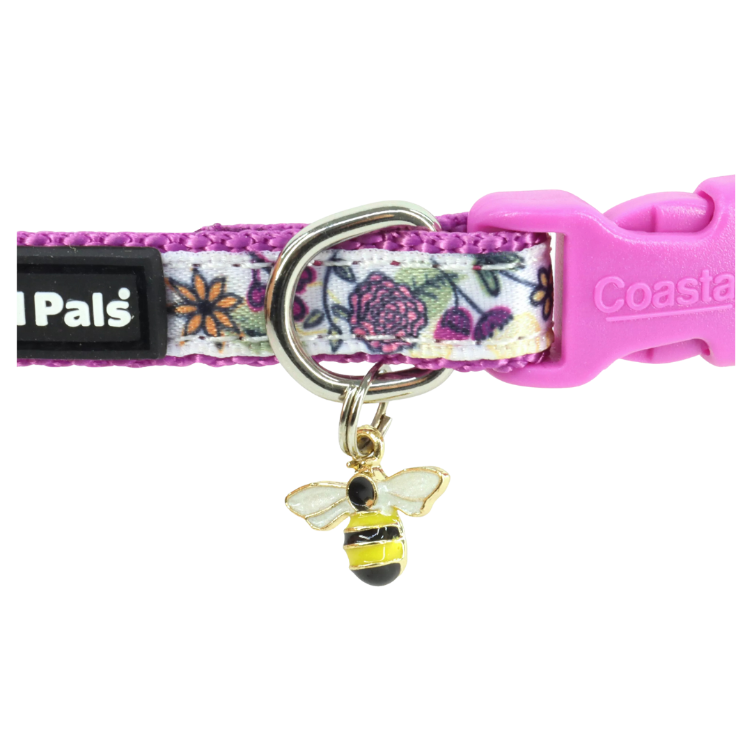 Coastal Pet Products Li'l Pals Charming Ribbon Overlay Adjustable Dog Collar- Li'l Bumble Bees
