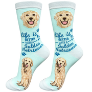 E & S Imports Life is Better With a Golden Retriever Teal Socks