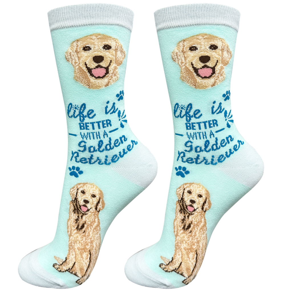 E & S Imports Life is Better With a Golden Retriever Teal Socks