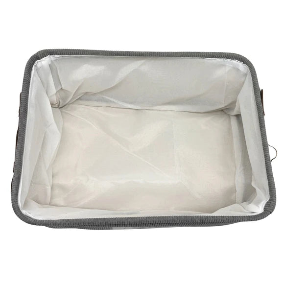 Kole Imports "EAT-PLAY-NAP" Grey Corduroy Rectangular Pet Storage Bin