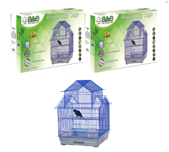 A&E House Top Blue Bird Cage 18 x 18 x 27 in