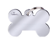 Myfamily Chrome Plated Brass Bone Shaped Personalized Dog ID tag