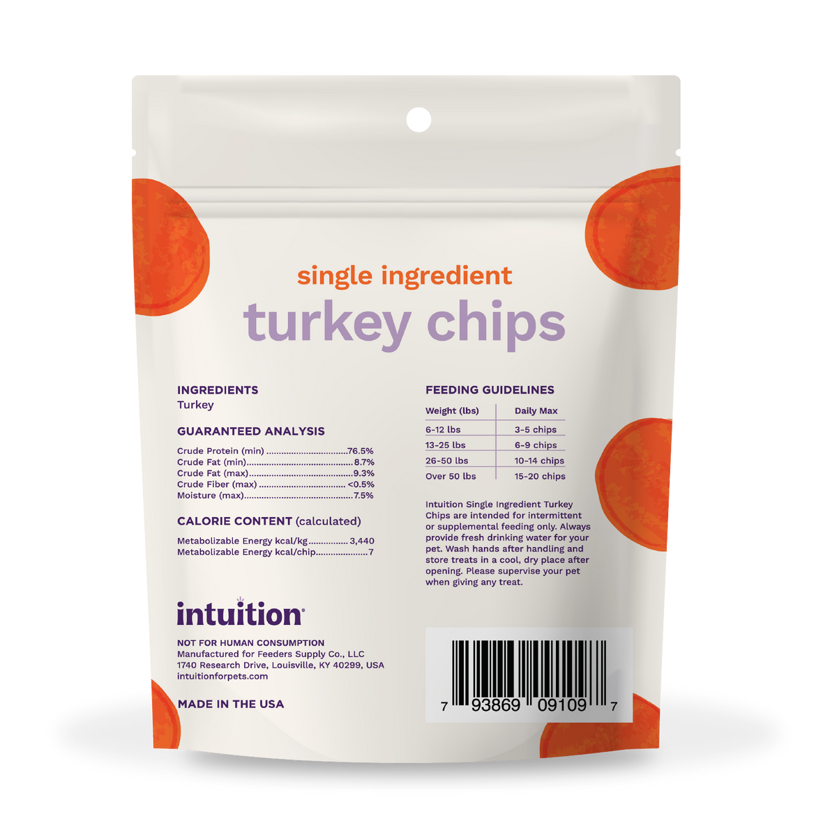 Intuition Single Ingredient Turkey Chips Naturally Air-Dried Dog Treats 3.5 oz