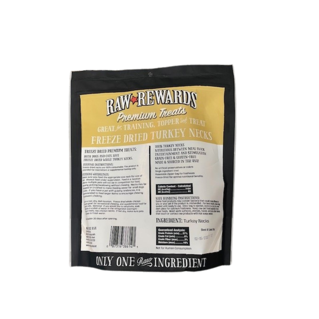 Northwest Naturals Raw Rewards Premium Treats Freeze Dried Turkey Necks for Dogs & Cats 6 oz
