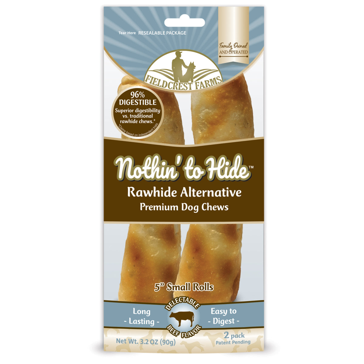 Spot Fieldcrest Farms Nothin' to Hide Beef Roll for Dogs, 2 pack 5 in