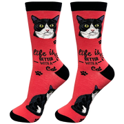 E & S Imports Life is Better With a Black & White Cat Socks