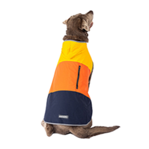 Eddie Bauer Ravenna Colorblock Pet Windbreaker Jacket, Gold/Orange/Navy