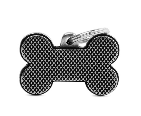 Myfamily Large Bone Shaped Bronx Rhombus Personalized Dog ID Tag