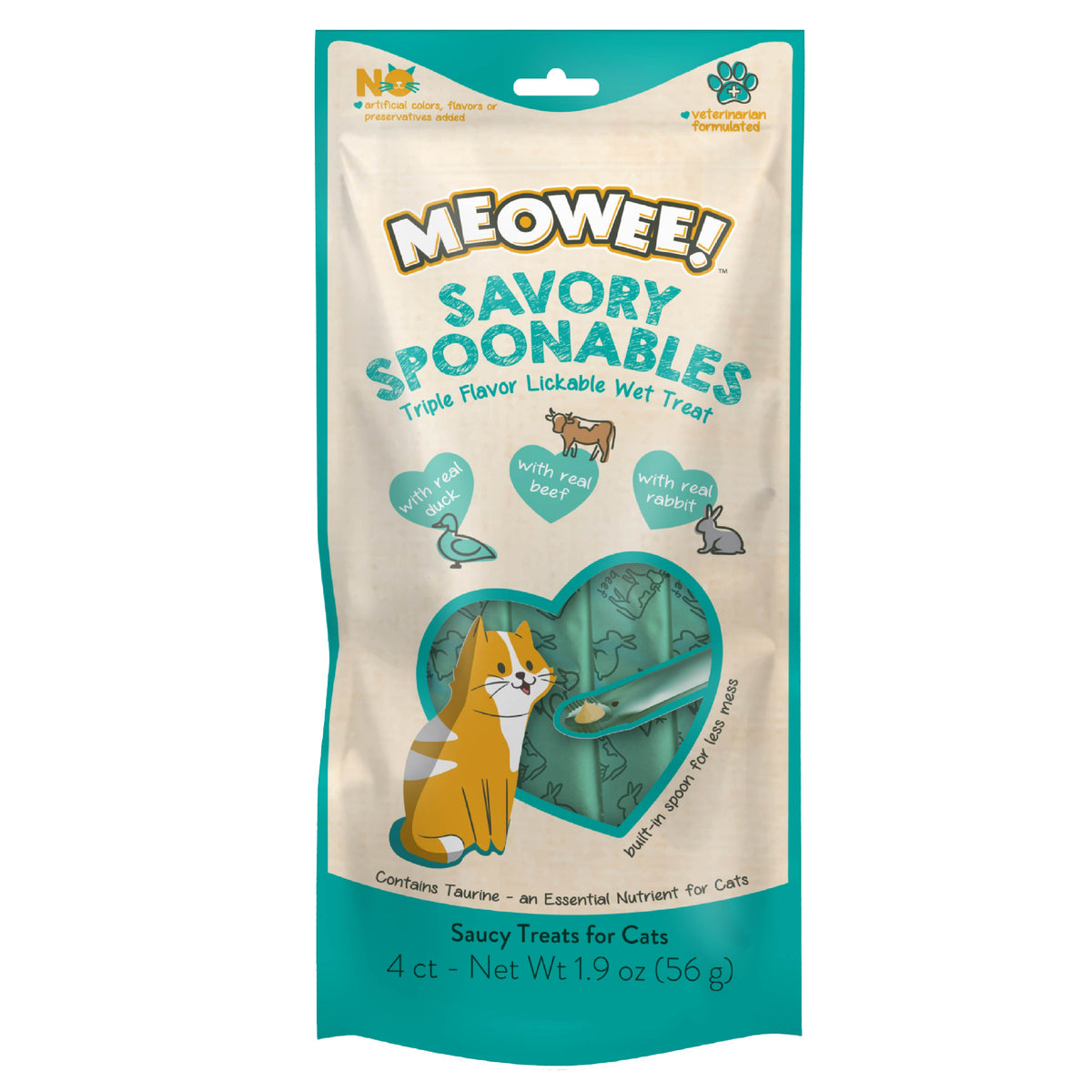 Meowee! Savory Spoonables Duck, Beef & Rabbit Lickable Cat Treats 4 ct