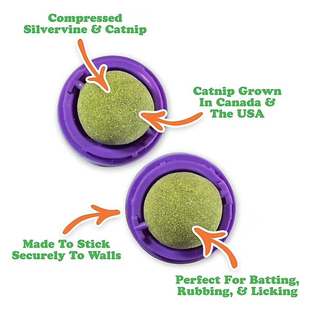 Meowijuana Purrple Passion Stick 'n' Lick Compressed Catnip Ball Toys 2 pk