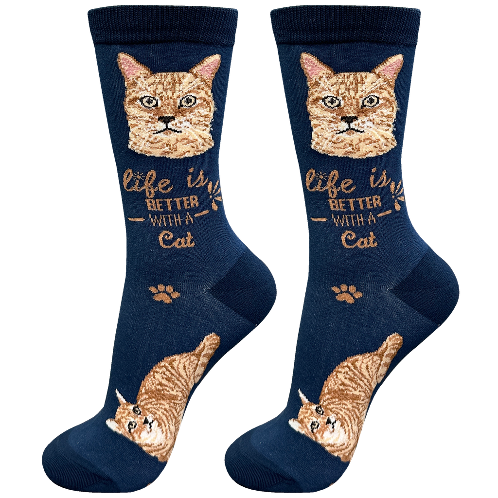 E & S Imports Life is Better With an Orange Tabby Socks