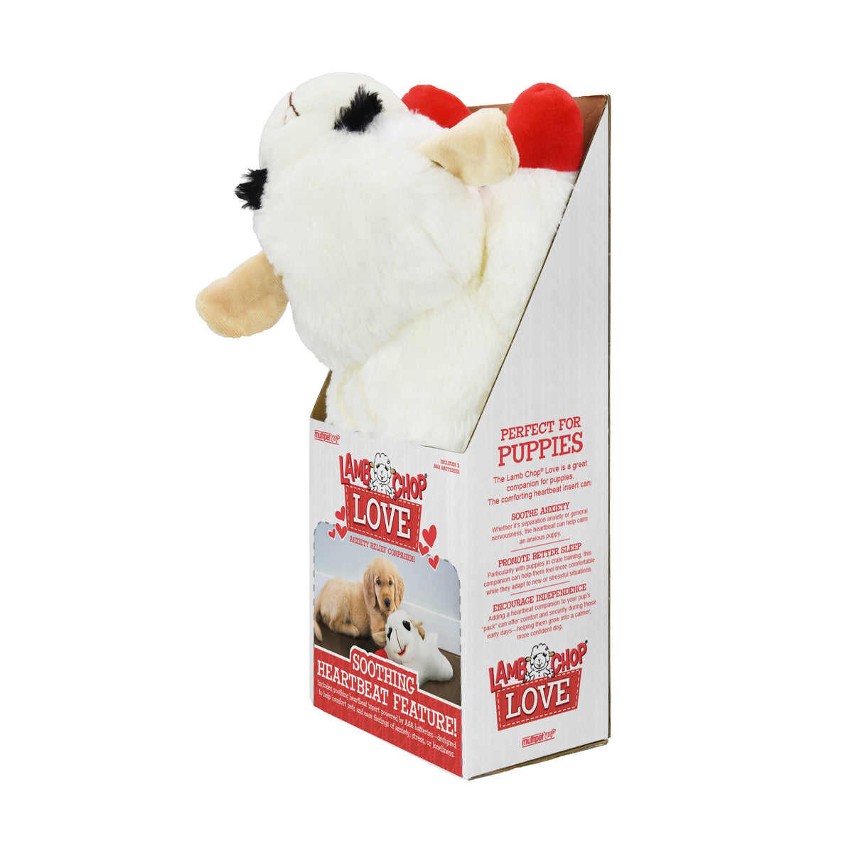 Multipet Lamb Chop Love with Heartbeat Calming Dog Toy 17 in