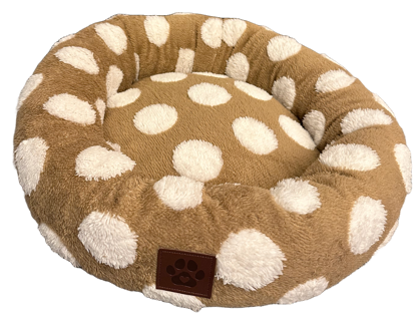 Pet Obsession Brown Polka Dot Fleece Cuddler Pet Bed 20 in
