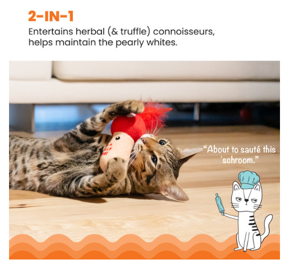 Catstages A Really Fungi Mushroom Kicker Catnip & Dental Cat Toy