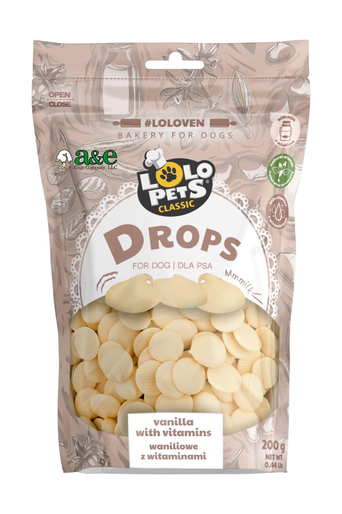 A&E Lolo Pets Classic Vanilla Flavored Yogurt Drops Dog Treats