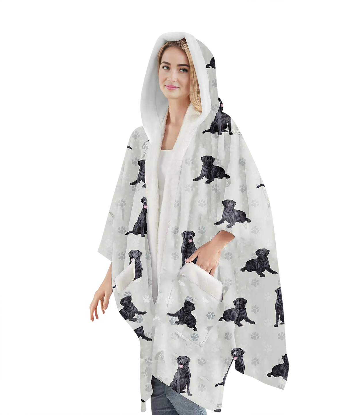 E & S Imports Black Labrador Snuggs Wraps Blanket Hoodie