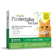 Vetality Firstect Plus for Cats Over 1.5 lbs, Kills Fleas, Flea Eggs & Larvae and Chewing Lice- 3 pack